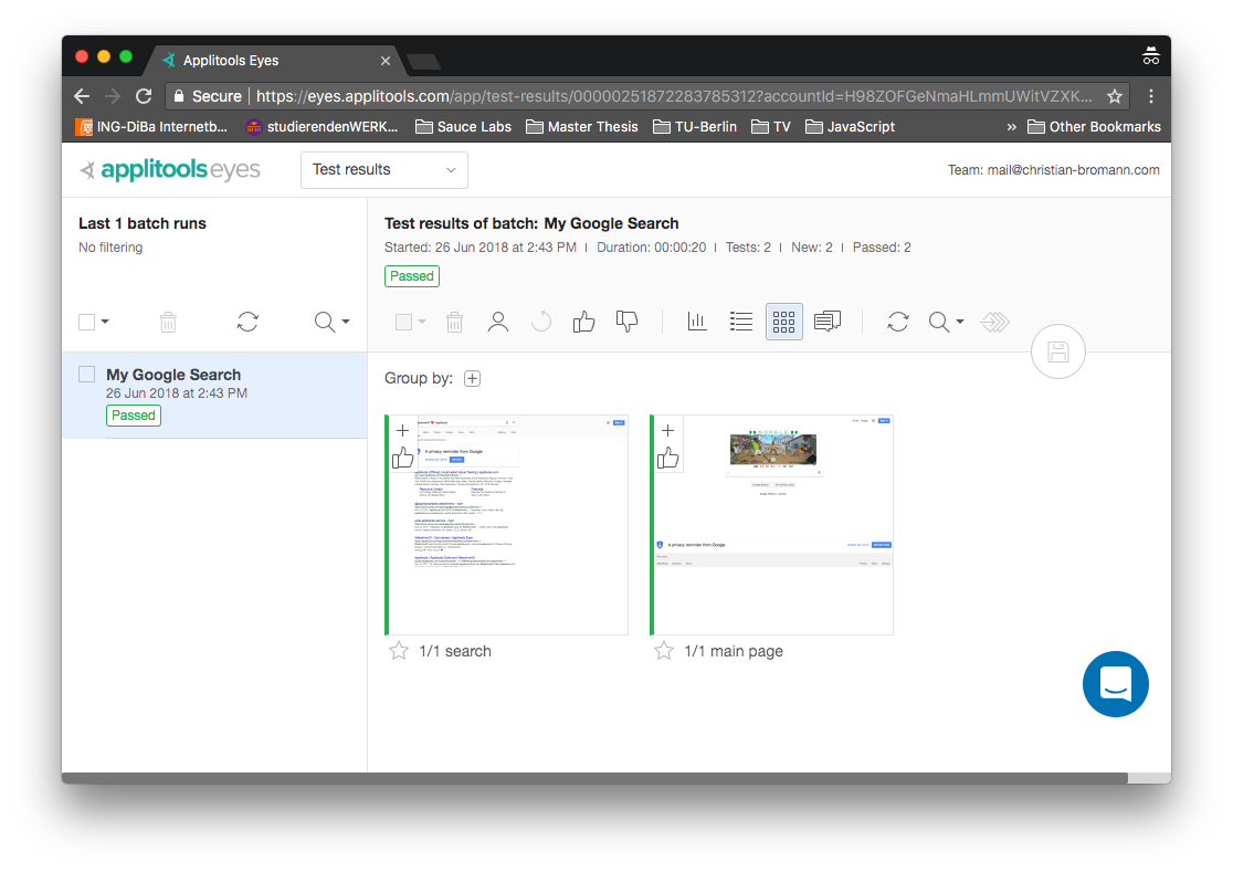 Applitools Dashboard Applitools Dashboard